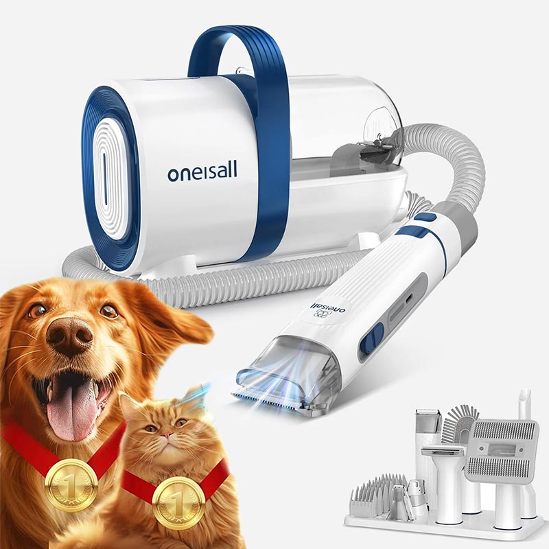 Oneisall 7-in-1 Pet Grooming Clippers with Vacuum Function | Easy Home Grooming | Low Noise Design | Keeps Your House Hair-Free